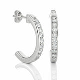 0.45 Carat Round Cut Channel Setting Diamond Hoop Earrings