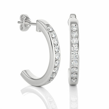 0.45 Carat Diamond Hoop Earrings For Women In White Gold