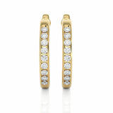 0.58 Carat Round Cut Channel Setting Diamond Hoop Earrings