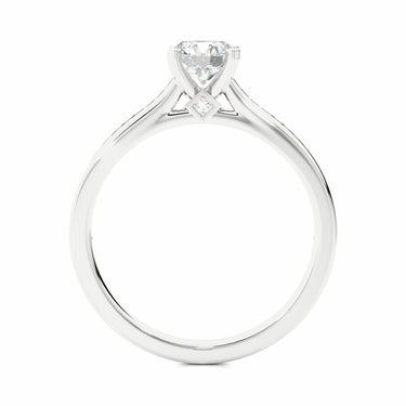 0.75 Ct Round Cut Prong Setting Solitaire Diamond Ring With Accents In White Gold