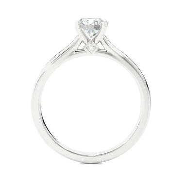 Bague de fiançailles solitaire diamant cultivé en laboratoire taille ronde 0,75 ct en or blanc 