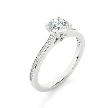 0.75 Ct Round Cut Solitaire Lab Grown Diamond Engagement Ring In White Gold