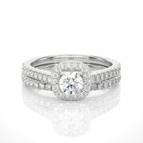 1.30 Carat Round Cut Halo Diamond Bridal Set Ring In White Gold