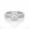 1.30 Carat Round Cut Halo 4 Prong Set Lab Diamond Bridal Set In White Gold