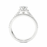 1.30 Carat Round Cut Halo Bar Setting Lab Diamond Bridal Set Ring In White Gold