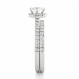 1.30 Carat Round Cut Halo Bar Setting Lab Diamond Bridal Set Ring In White Gold