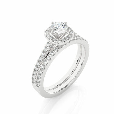 1.30 Carat Lab Diamond Round Bridal Set Halo Ring White Gold