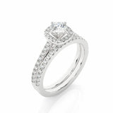 1.30 Carat Round Cut Halo Bar Setting Lab Diamond Bridal Set Ring In White Gold