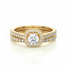 1.30 Carat Round Cut Halo Bar Setting Lab Diamond Bridal Set Ring In Yellow Gold
