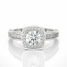 1.40 Ct Round Cut Prong Set Lab Diamond Double Halo Engagement Ring In White Gold