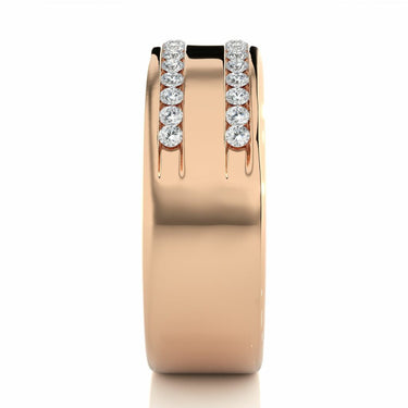 Bande de diamants sertis double canal brut de 0,50 carat en or rose 