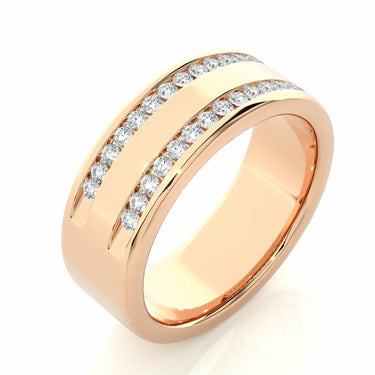 Bande de diamants sertis double canal brut de 0,50 carat en or rose 