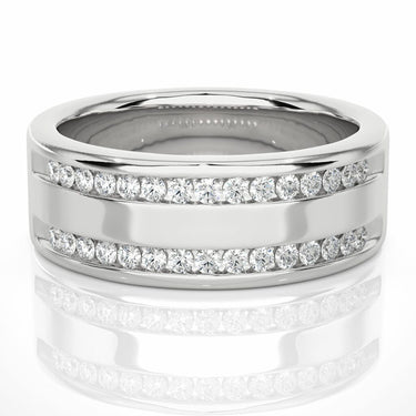 0.50 Ct Round Cut Channel Set Double Raw Lab Diamond Band In White Gold