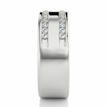 0.50 Ct Round Cut Channel Set Double Raw Lab Diamond Band In White Gold