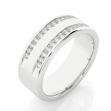 0.50 Ct Round Cut Channel Set Double Raw Lab Diamond Band In White Gold