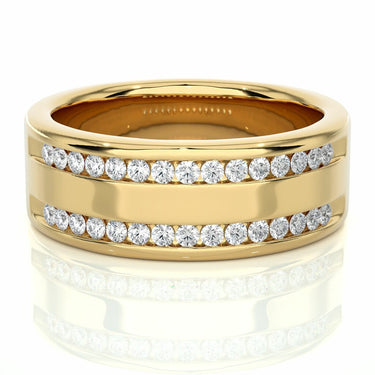 0.50 Carat Double Raw Channel Setting Diamond Band In Yellow Gold