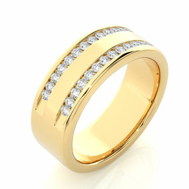 0.50 Carat Double Raw Channel Setting Diamond Band In Yellow Gold