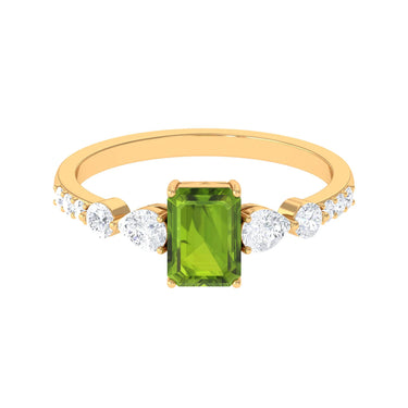 Anillo de compromiso con piedras preciosas de peridoto y esmeralda de 3 quilates