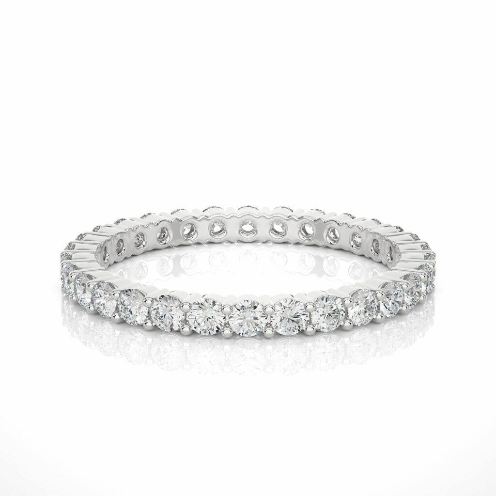 1.05 Ct Round Cut Prong Set Lab Diamond Eternity Wedding Band 950 Platinum Natural Diamond Eternity Wedding Rings