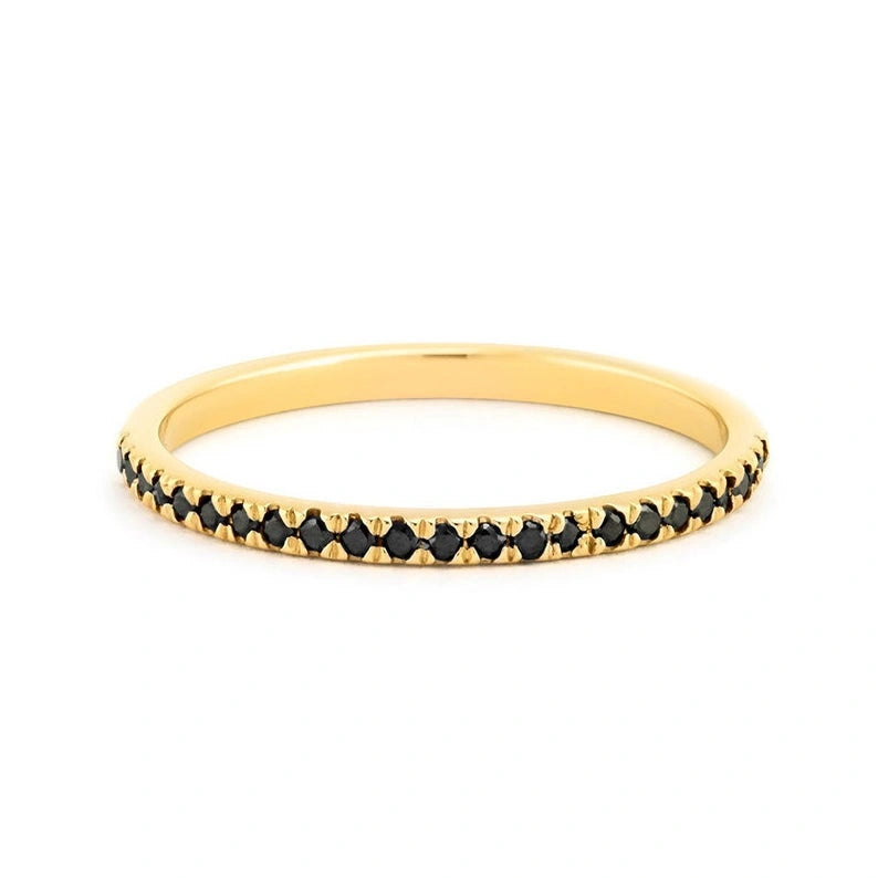 0.49 Ct Round Cut Black Diamond Eternity Band Black Diamond Wedding Rings