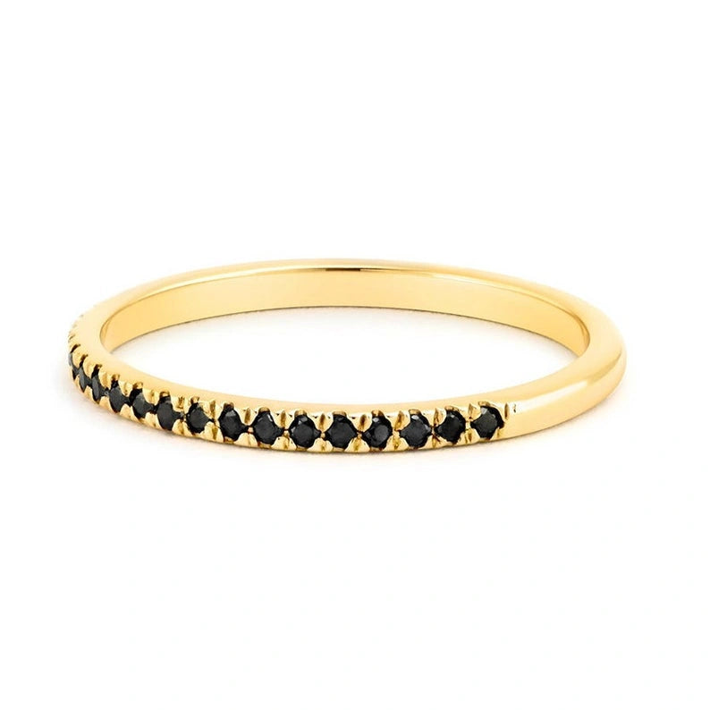 0.49 Ct Round Cut Black Diamond Eternity Band Black Diamond Wedding Rings