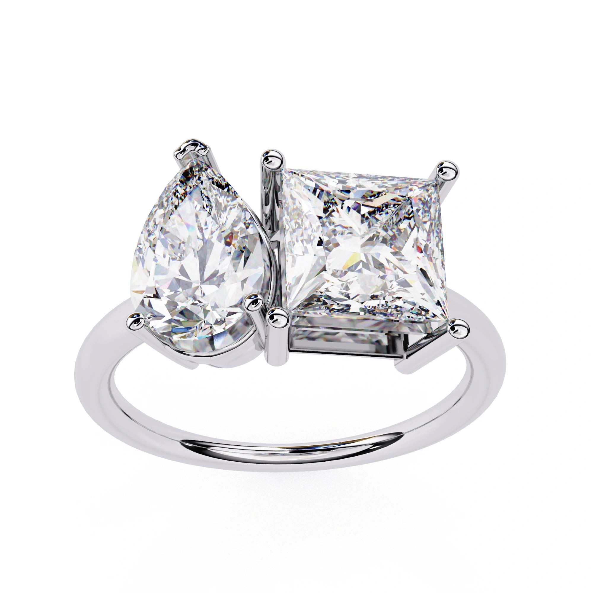 3.71 Ct Lab Created Diamond Rings Toi Et Moi Double Stone Rings