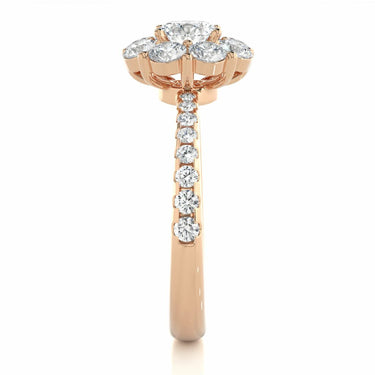 1.65 Prong Setting Halo Floral Diamond Engagement Ring in Rose Gold