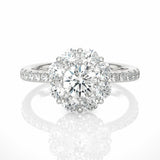 Round Lab Made Diamond Floral Halo Engagement Ring