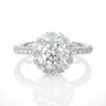 1.65 Ct Round Cut 4 Prong Set Lab Diamond Floral Halo Engagement Ring in White Gold