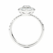 Round Lab Made Diamond Floral Halo Engagement Ring