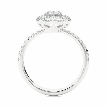 1.65 Floral Halo Diamond Engagement Ring in White Gold