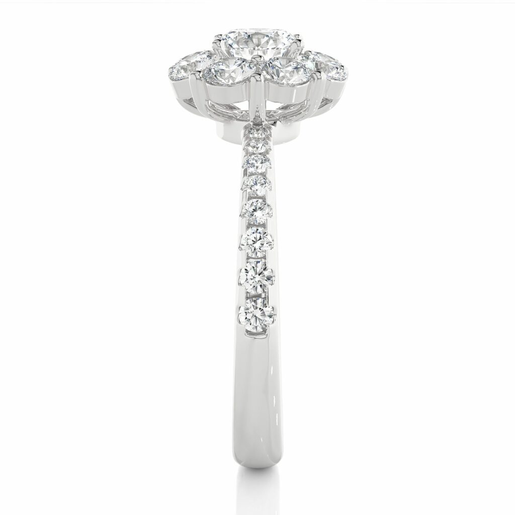 Round Lab Made Diamond Floral Halo Engagement Ring