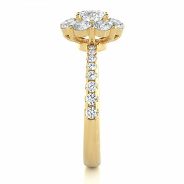 1.65 Prong Setting Halo Floral Diamond Engagement Ring In Yellow Gold