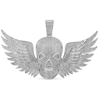 3.20 Ct Round Cut Flying Skull Diamond Pendant