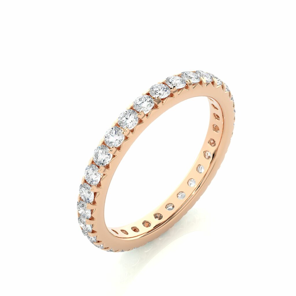 1.05 Carat Round Cut French Setting Diamond Eternity Band In Rose Gold
