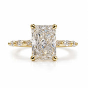 Front View of 2.5 ct Radiant Cut Diamond Engagement Ring with Marquise Accents