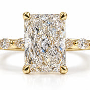 Front View of 2.5 ct Radiant Cut Diamond Engagement Ring with Marquise Accents
