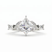2.78 Ct Princess Cut Lab Diamond Ring with Marquise, Pear Side Stones