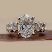 14.75 Carat oval-cut diamond eternity ring four prong claw setting 18K Yellow Gold