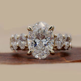 14.75 Carat oval-cut diamond eternity ring four prong claw setting