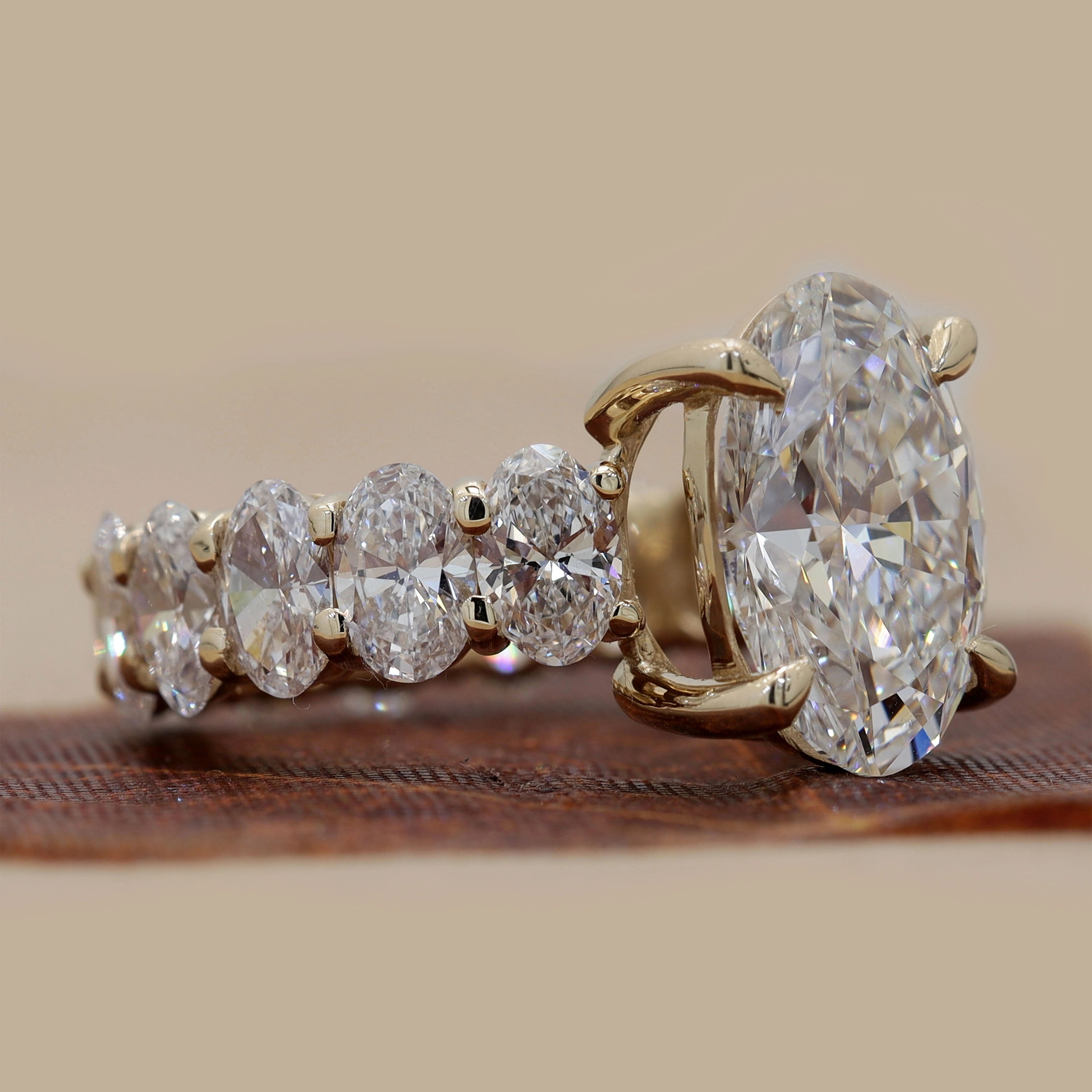 14.75 Carat oval-cut diamond eternity ring four prong claw setting