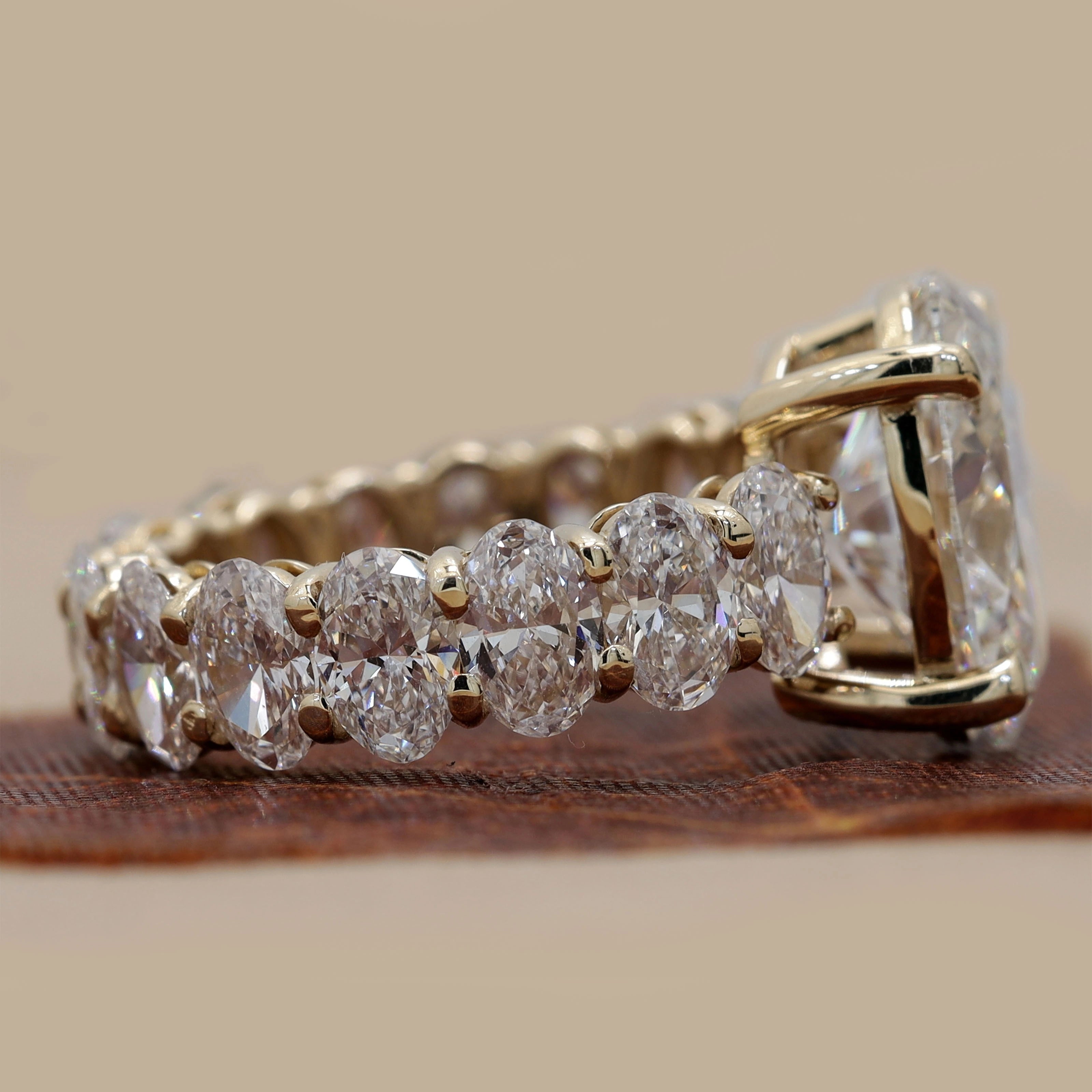 14.75 Carat oval-cut diamond eternity ring four prong claw setting