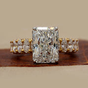 Front view Of 11.68 Ct Radiant Cut Hidden Halo Pavé Diamond Ring
