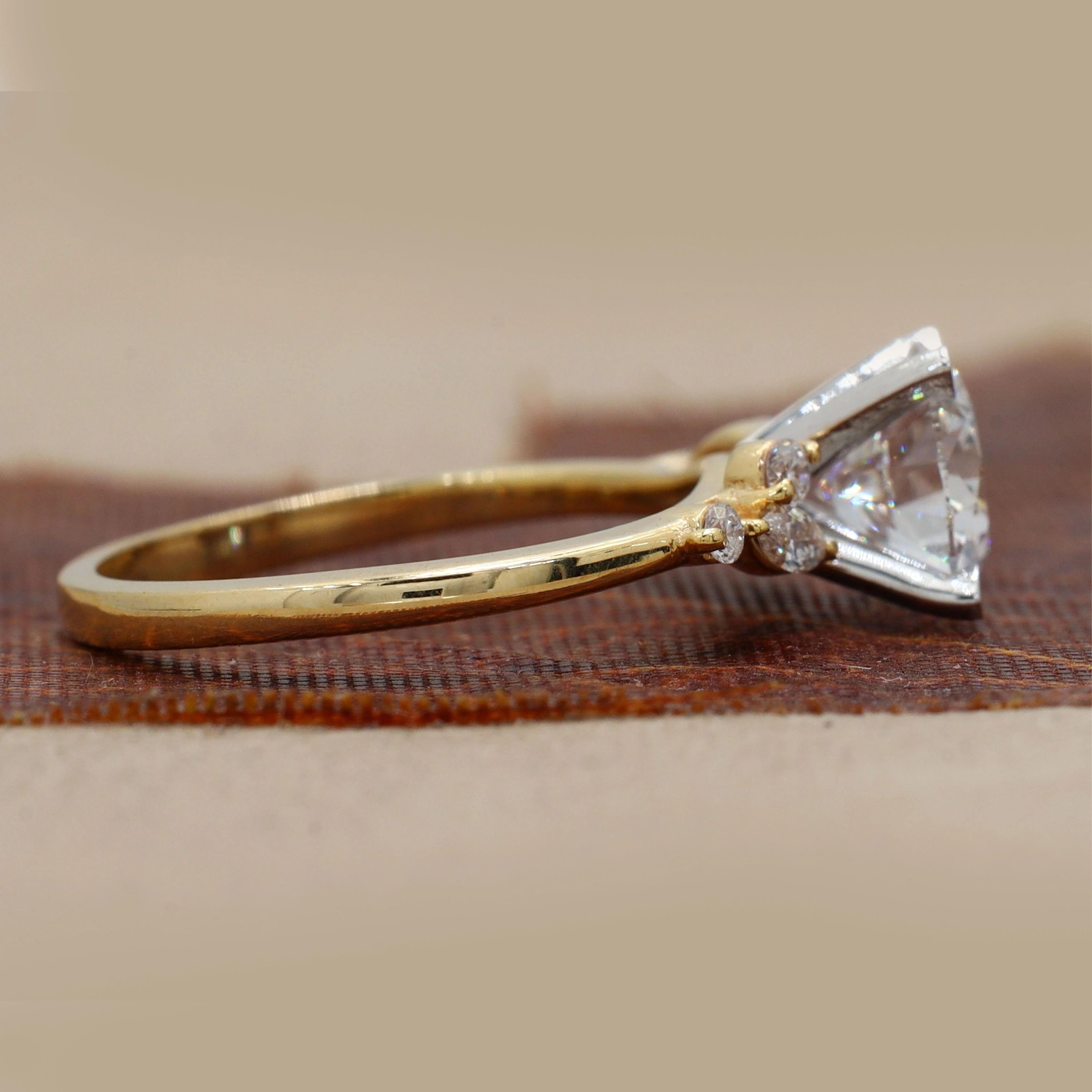 Side View Of 1.35 Ct Round Diamond Cluster Engagement Ring
