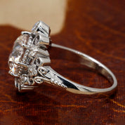 Side View Of 3.98 Ct Antique Diamond Cluster Ring Openwork Illusion