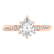 Font View Of 1.72 Ct Pear Cut Diamond Ring Rose Gold Pavé Infinity Twist
