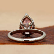Back View Of 3 Carat Pink Pear Cut Diamond Solitaire Ring with Plain Band in Prong Setting