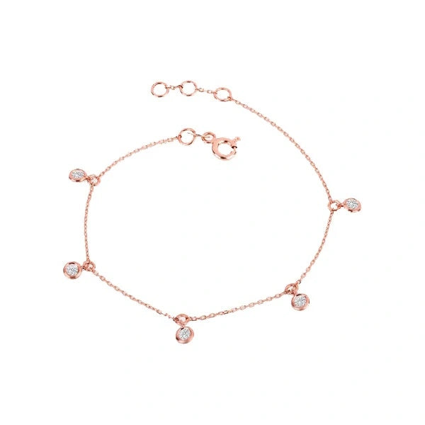 0.54 Carat Diamond Station Bracelet in Yellow Gold 18K Rose Gold Natural Diamond