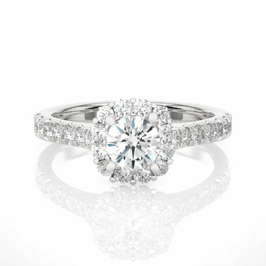 1.10 Ct Round Cut Prong Setting Halo Diamond Engagement Ring In White Gold