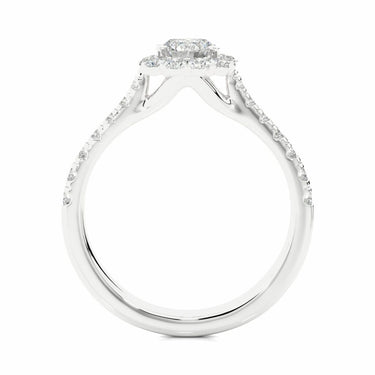 1.10 Ct Round Cut 4 Prong Set Lab Diamond Halo Engagement Ring In White Gold